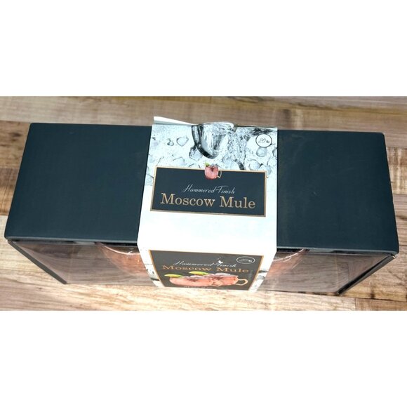 Hammered-Finish Copper Moscow Mule Mug Set With Gold Handles - 20 Oz - Gift Boxe - Picture 3 of 5